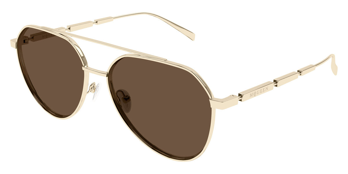 Alexander McQueen® AM0478S AMQ AM0478S 002 59 - 002 Gold / Brown Sunglasses