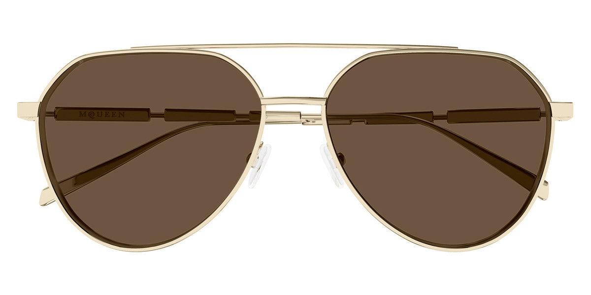 Alexander McQueen® AM0478S AMQ AM0478S 002 59 - 002 Gold / Brown Sunglasses