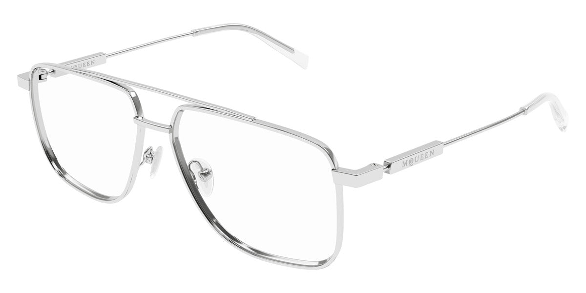 Alexander McQueen® AM0480O AMQ AM0480O 001 57 - 001 Silver Eyeglasses