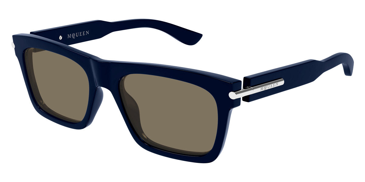 Alexander McQueen® AM0495S AMQ AM0495S 004 55 - 004 Blue / Brown Sunglasses