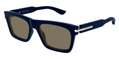 Alexander McQueen® AM0495S AMQ AM0495S 004 55 - 004 Blue / Brown Sunglasses