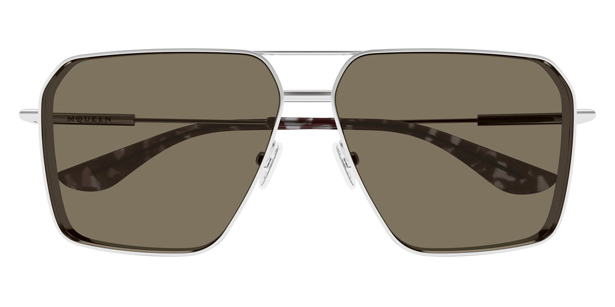 Alexander McQueen® AM0500S AMQ AM0500S 002 60 - 002 Silver / Brown Sunglasses
