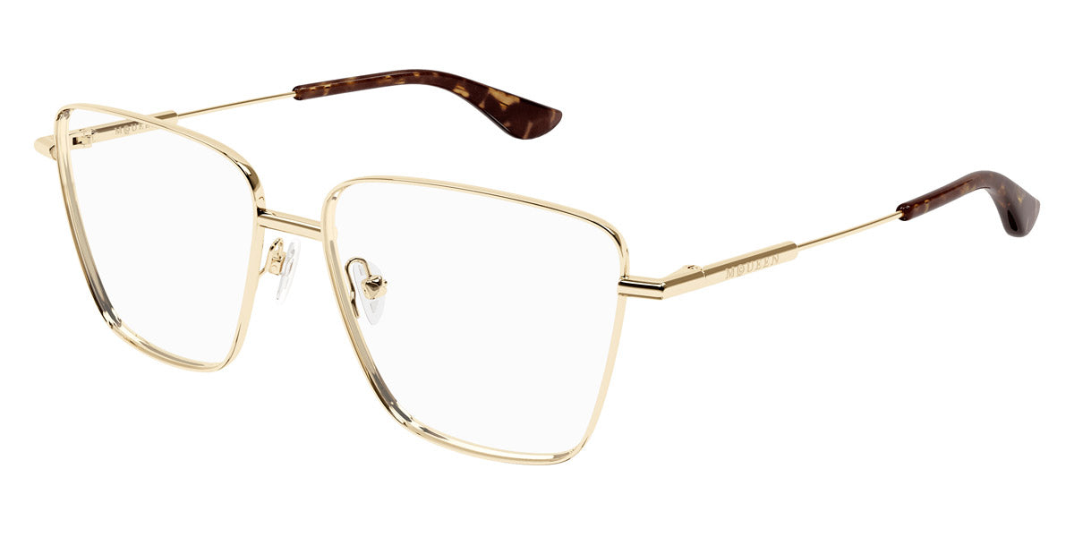 Alexander McQueen® AM0503O AMQ AM0503O 002 55 - 002 Gold Eyeglasses