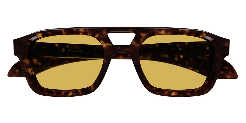 Alexander McQueen® AM0505S AMQ AM0505S 002 52 - 002 Havana / Yellow Sunglasses