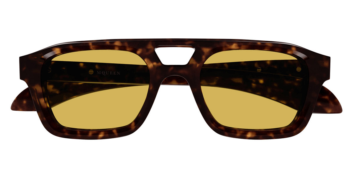 Alexander McQueen® AM0505S AMQ AM0505S 002 52 - 002 Havana / Yellow Sunglasses