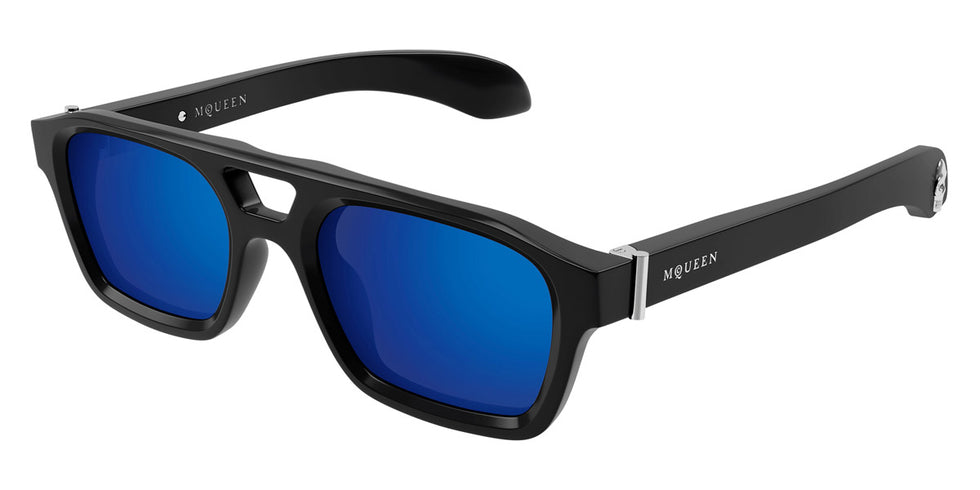 Alexander McQueen® AM0505S AMQ AM0505S 003 52 - 003 Black / Blue Sunglasses