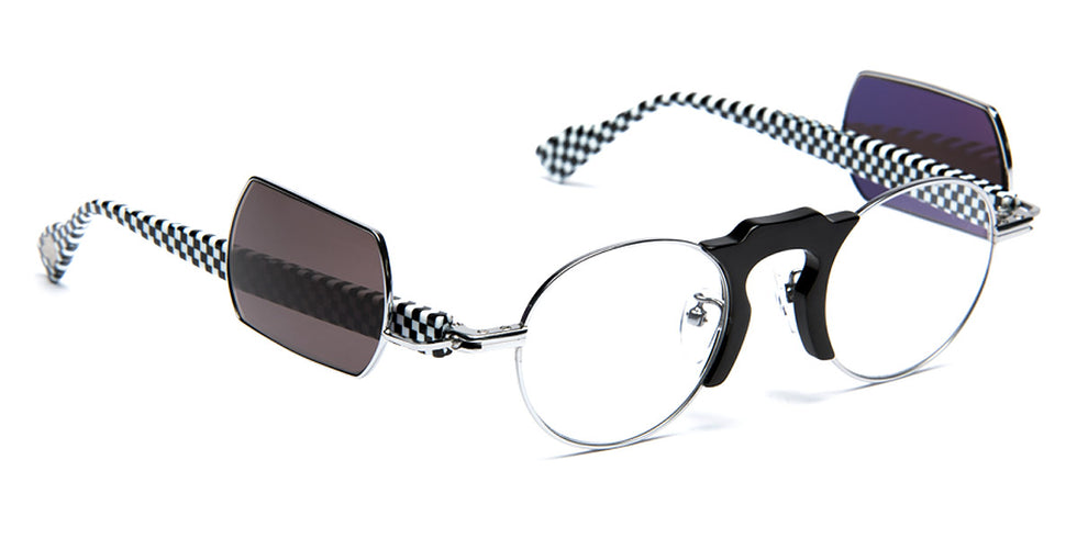 J.F. Rey® HKXJF01 JFR HKXJF01 0110 47 - 0110 Col Black/Checkerboard/Shiny Silver Sunglasses