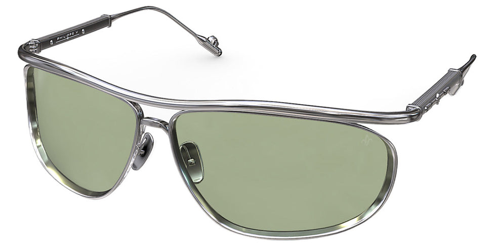 Philippe V® No31 PHI No31 Silver Frame Jelly Olive PTC Lens 64 - Silver Frame - Jelly Olive PTC Lens Sunglasses
