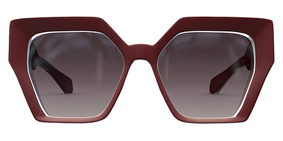 Philippe V® WNo21 PHI WNo21 Cherry Red Matt/Gun Metal Frame Grey Gradient Lens 55 - Cherry Red Matt/Gun Metal Frame - Grey Gradient Lens Sunglasses