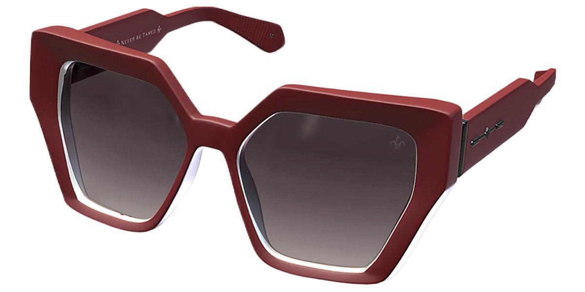 Philippe V® WNo21 PHI WNo21 Cherry Red Matt/Gun Metal Frame Grey Gradient Lens 55 - Cherry Red Matt/Gun Metal Frame - Grey Gradient Lens Sunglasses