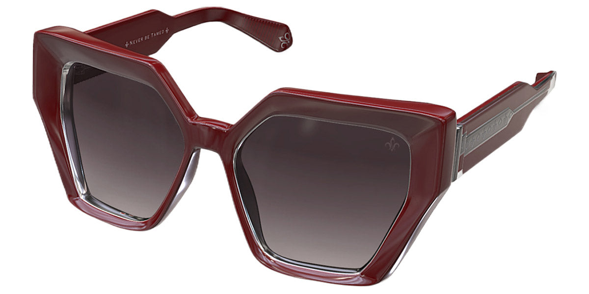 Philippe V® WNo21 PHI WNo21 Cherry Red/Silver Frame Grey Gradient Lens 55 - Cherry Red/Silver Frame - Grey Gradient Lens Sunglasses
