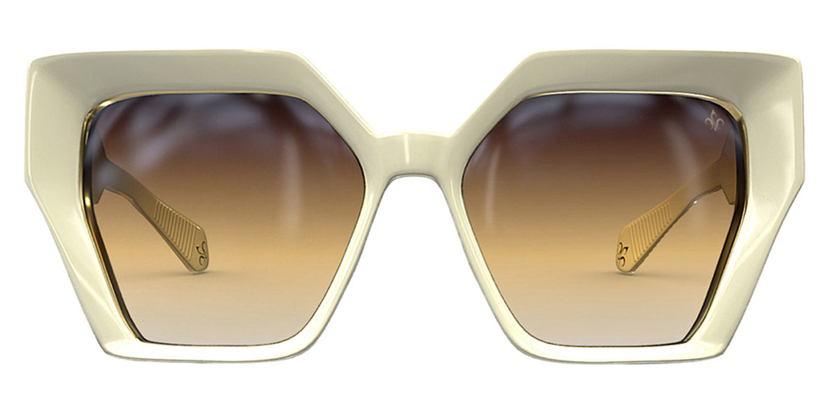 Philippe V® WNo21 PHI WNo21 Ivory/Gold Frame Brown Gradient Lens 55 - Ivory/Gold Frame - Brown Gradient Lens Sunglasses