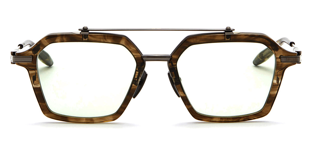 Akoni® Akari AF AKO Akari AF 413B 51 - Green Tortoise Swirl/Black Rhodium / Light Olive Eyeglasses