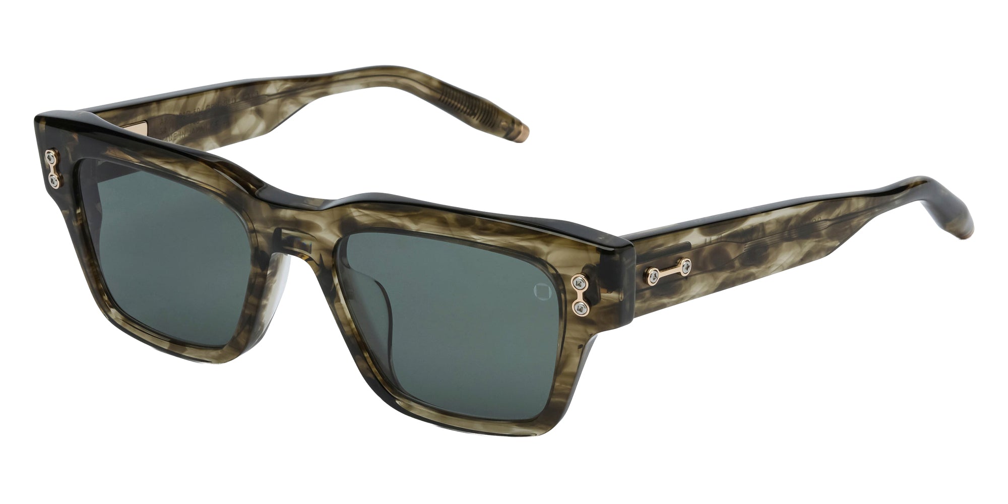 Akoni® Columba - 50 AKO Columba - 50 100G 50 - Green Swirl/12k Gold with Machine Silver / Smoke Green AR Sunglasses