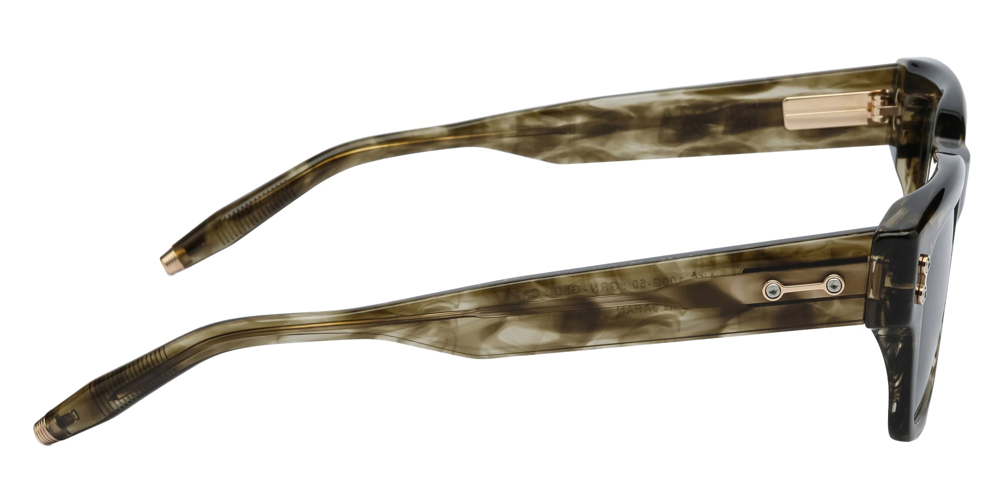Akoni® Columba - 50 AKO Columba - 50 100G 50 - Green Swirl/12k Gold with Machine Silver / Smoke Green AR Sunglasses