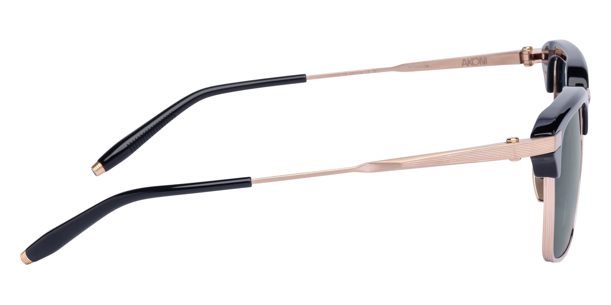 Akoni® Euclid AKO Euclid 526B 51 - Brushed 12k Gold/Black / Deep Emerald Green Sunglasses