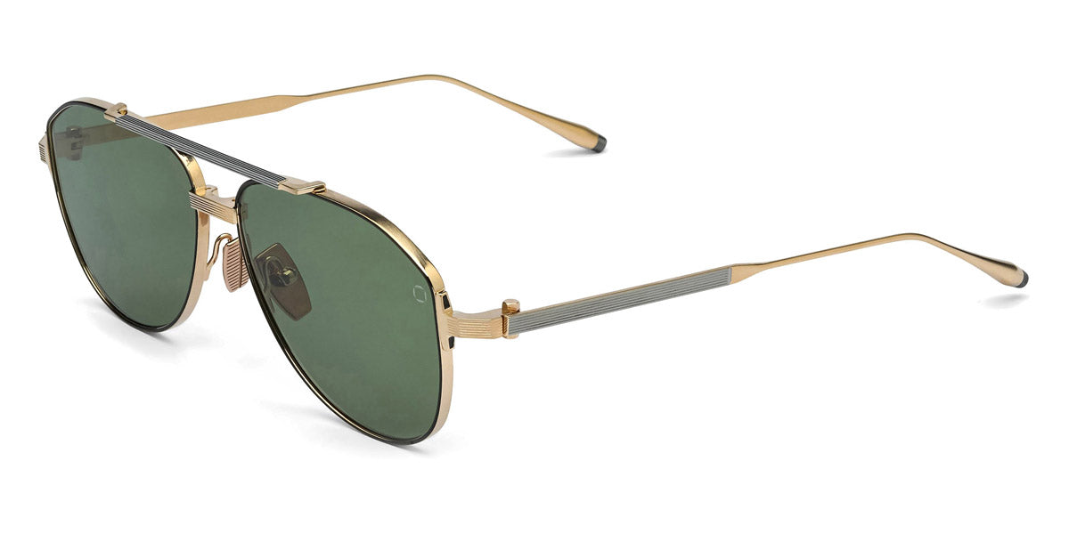 Akoni® Helios AKO Helios 521A 57 - Brushed 12k Gold/Black Palladium/Black Enamel / Dark Olive AR Sunglasses