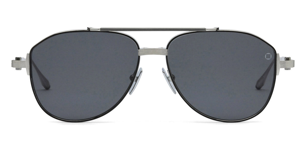 Akoni® Helios AKO Helios 521B 57 - Brushed Silver/Black Rhodium/Black Enamel / Dark Gray AR Sunglasses