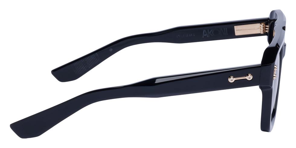 Akoni® Perseus AKO Perseus 531A 54 - Solid Black/12k Gold / Dark Gray to Light Gray Sunglasses
