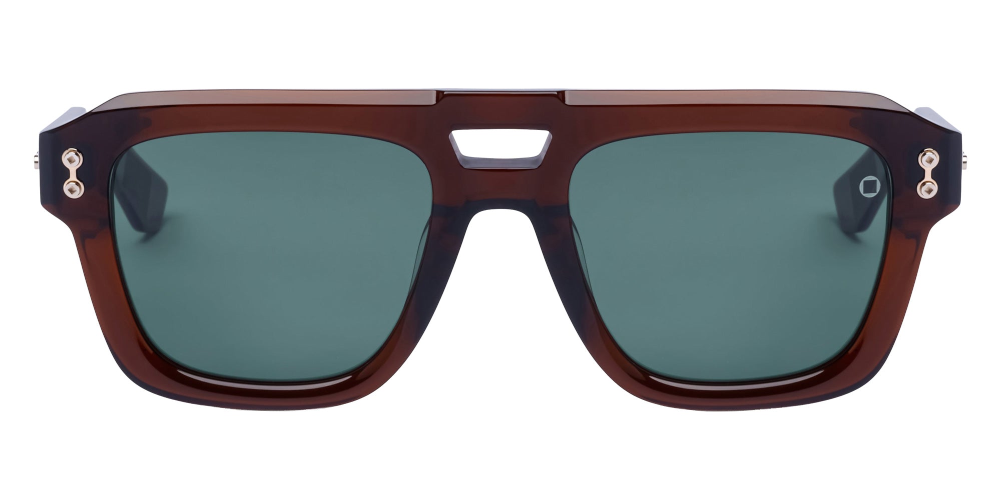 Akoni® Perseus AKO Perseus 531B 54 - Crystal Dark Brown/12K Gold / Deep Emerald Green Sunglasses