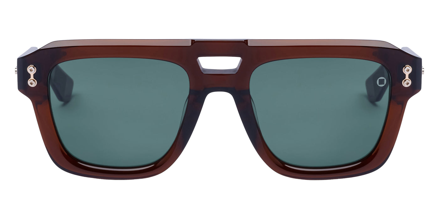 Akoni® Perseus AKO Perseus 531B 54 - Crystal Dark Brown/12K Gold / Deep Emerald Green Sunglasses