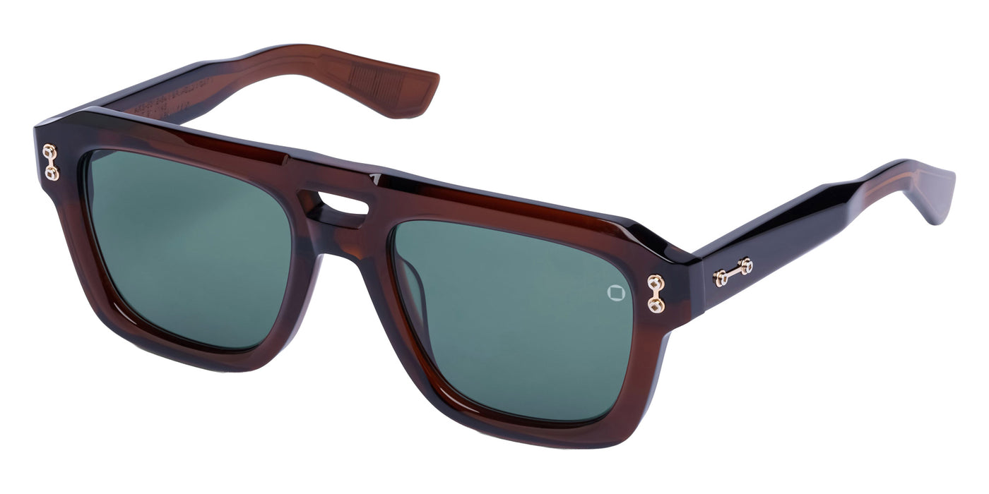 Akoni® Perseus AKO Perseus 531B 54 - Crystal Dark Brown/12K Gold / Deep Emerald Green Sunglasses