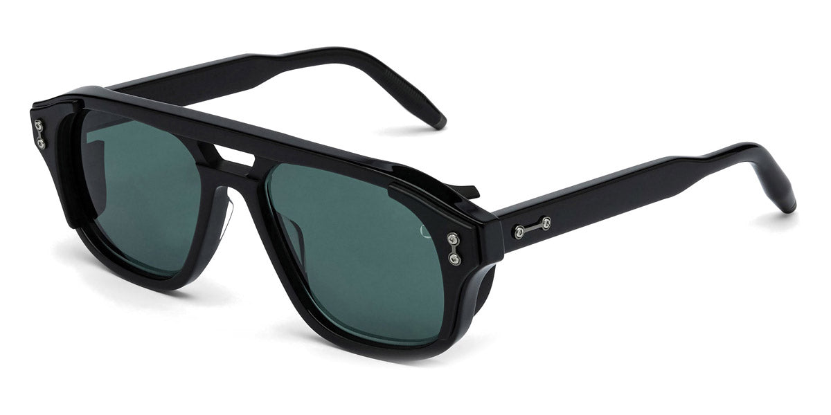 Akoni® Phoenix AKO Phoenix 517B 55 - Black/ Matte Black/Black Rhodium / Deep Emerald Green AR Sunglasses