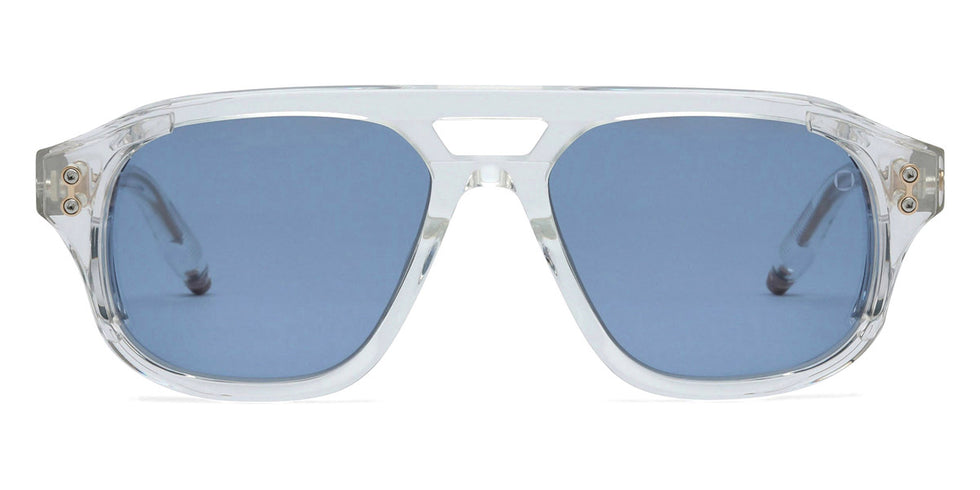 Akoni® Phoenix AKO Phoenix 517C 55 - Crystal Clear/Brushed 12k Gold/Machine Silver / Dusty Blue AR Sunglasses