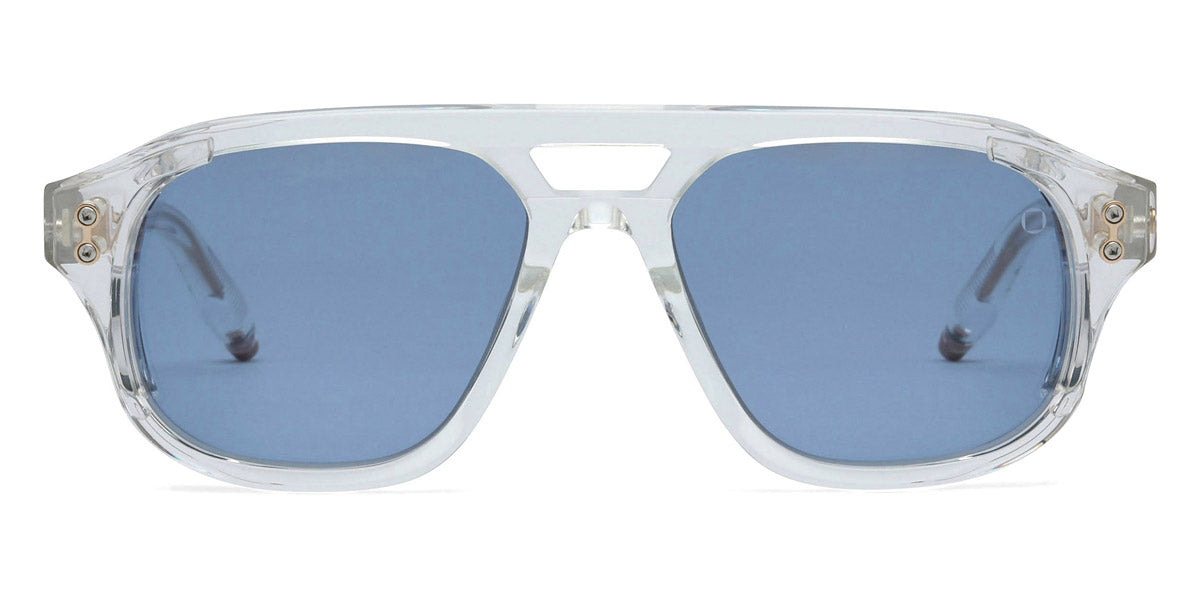 Akoni® Phoenix AKO Phoenix 517C 55 - Crystal Clear/Brushed 12k Gold/Machine Silver / Dusty Blue AR Sunglasses