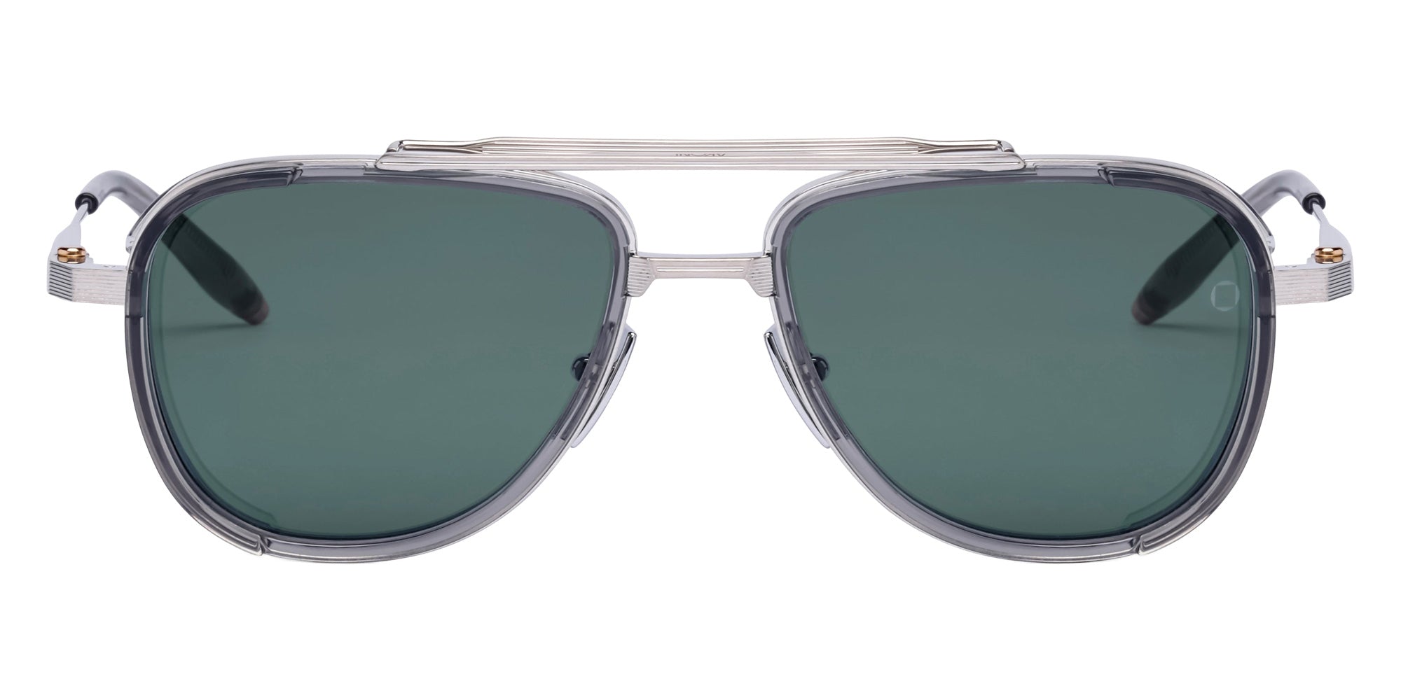 Akoni® Spitzer AKO Spitzer 525B 54 - Brushed Shiny Palladium/Crystal Gray / Deep Emerald Green Sunglasses