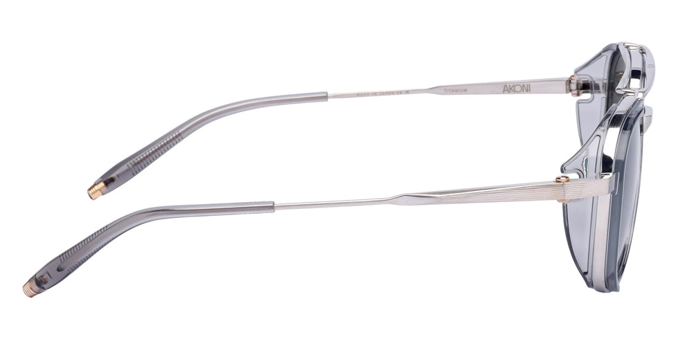 Akoni® Spitzer AKO Spitzer 525B 54 - Brushed Shiny Palladium/Crystal Gray / Deep Emerald Green Sunglasses
