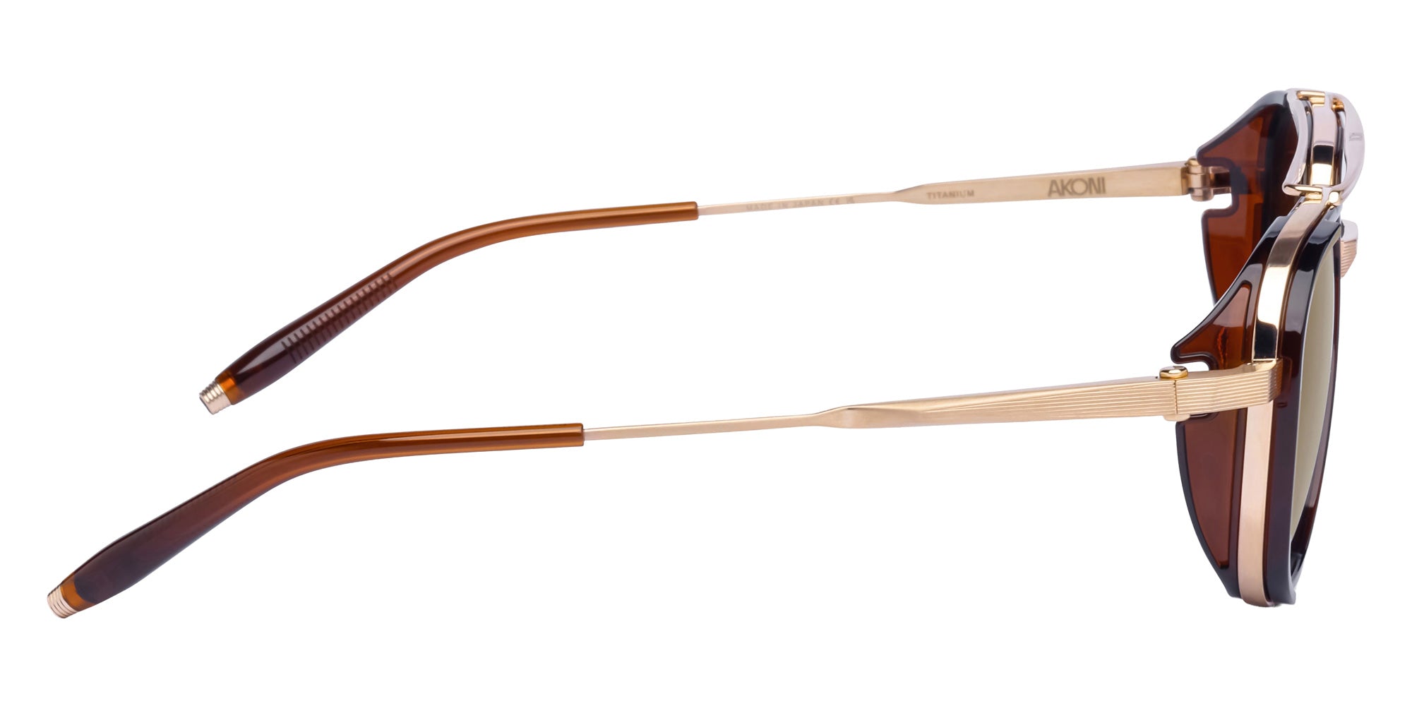 Akoni® Spitzer AKO Spitzer 525C 54 - Brushed 12k Gold/Brown / Dark Brown to Light Brown Sunglasses