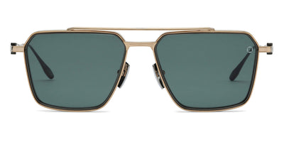 Akoni® Telesto Sun AKO Telesto Sun 523A 53 - Brushed 12k Gold/Matte Black Palladium / Deep Emerald Green AR Sunglasses