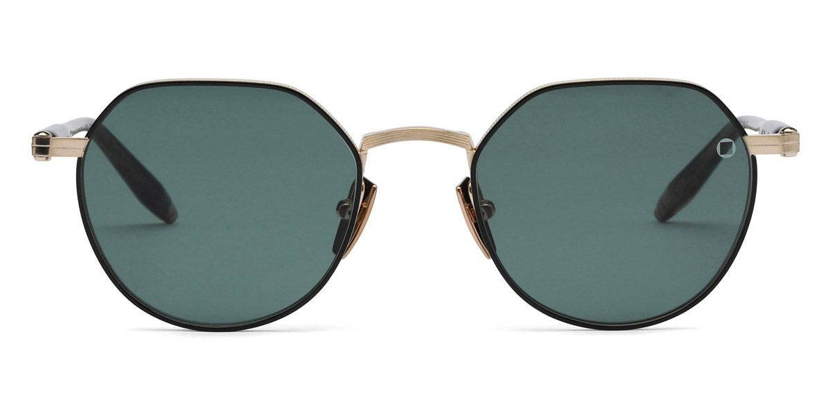 Akoni® Themis AKO Themis 522A 50 - Brushed 12k Gold/ Black Enamel/Green Tortoise Swirl / Deep Emerald Green AR Sunglasses