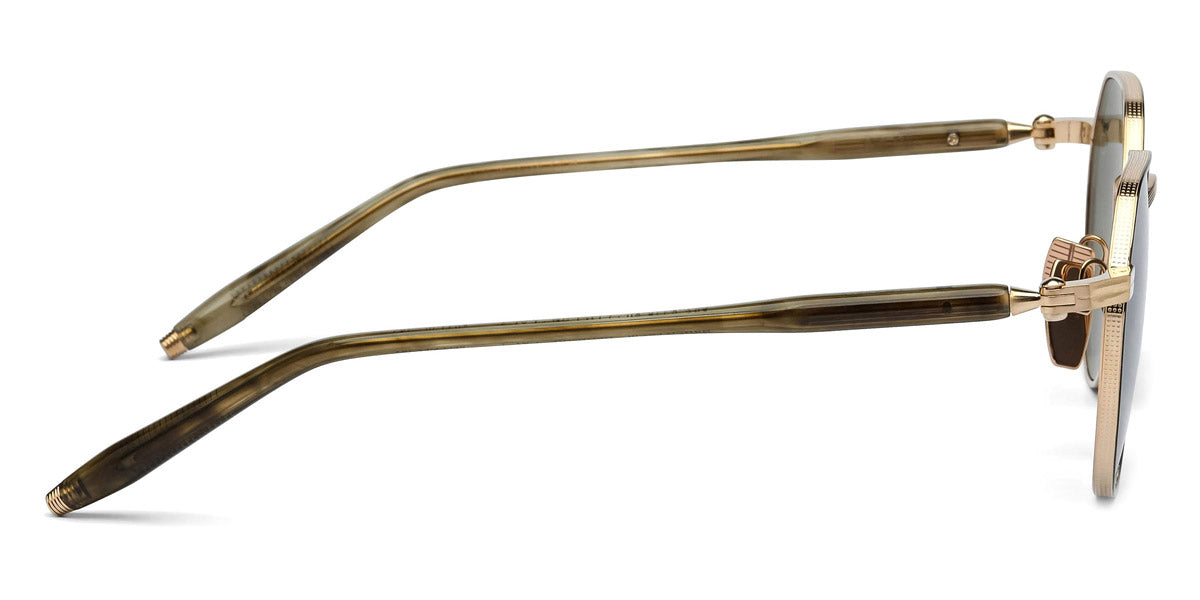 Akoni® Themis AKO Themis 522A 50 - Brushed 12k Gold/ Black Enamel/Green Tortoise Swirl / Deep Emerald Green AR Sunglasses