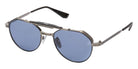 Akoni® Astrolis AKN AKS 546C 55 Sunglasses - Antiqued Silver w/Black enamel/Black/Dusty Blue gradient Lenses