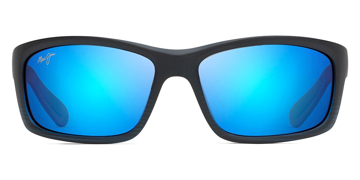 Maui Jim® Kanaio Coast B766-08C - Matte Translucent Blue Black with Stripe / Blue Hawaii Sunglasses
