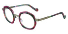 NaoNed® Balou NAO Balou 43ERK 45 - 43ERK Bright Pink Cercles Grooves And Green And Pink Tortoiseshell Inserts/Matte Kakhi Eyeglasses