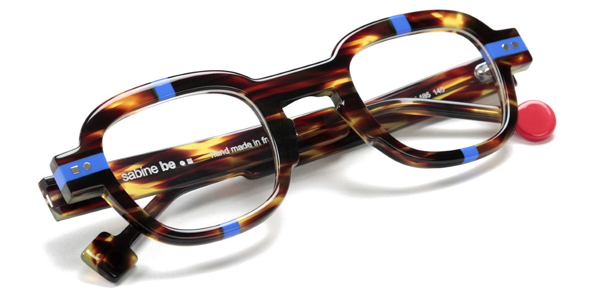 Sabine Be® Be Arty SB Be Arty 485 46 - Shiny Dark Veined Tortoise / Shiny Majorelle Blue Eyeglasses