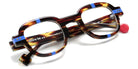 Sabine Be® Be Arty SB Be Arty 485 46 - Shiny Dark Veined Tortoise / Shiny Majorelle Blue Eyeglasses
