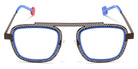 Sabine Be® Be Boyish Hole SB Be Boyish Hole 659 52 - Dark Chocolate Satin Perforated / Blue Majorelle Satin Eyeglasses