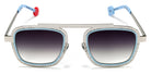 Sabine Be® Be Boyish Hole Sun SB Be Boyish Hole Sun 657 52 - Perforated Polished Palladium / Satin Pastel Blue Sunglasses