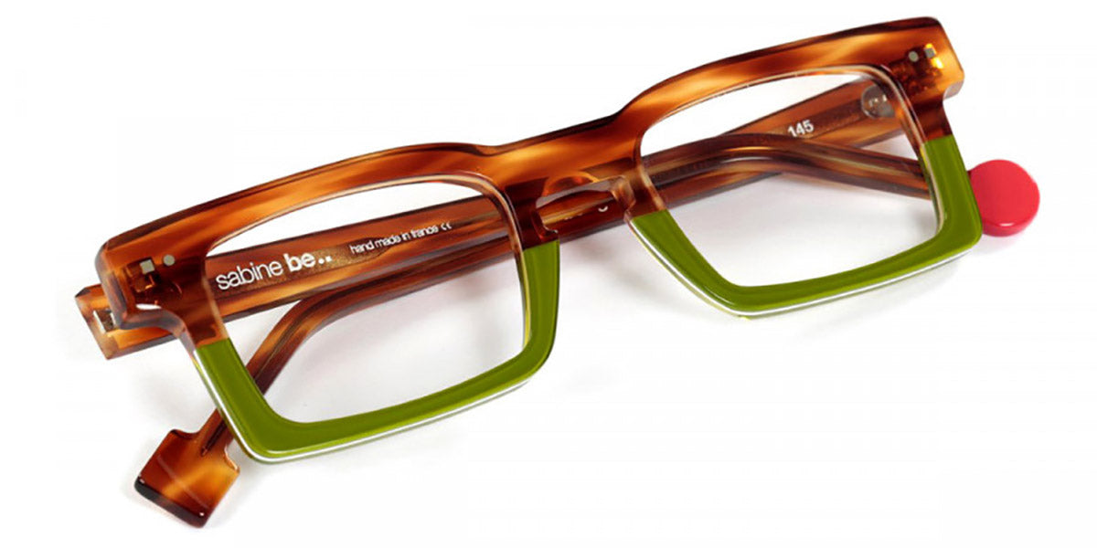 Sabine Be® Be Geek - Shiny Blonde Veined Tortoise / Shiny Translucent Light Green Eyeglasses