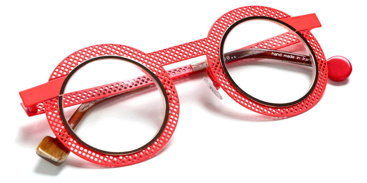 Sabine Be® Be Gipsy Hole SB Be Gipsy Hole 500 43 - Satin Neon Orange Perforated / Polished Rose Gold Eyeglasses