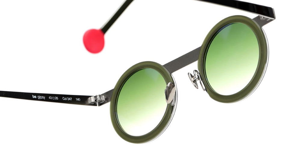 Sabine Be® Be Gipsy Sun SB Be Gipsy Sun 347 43 - Matt Translucent Light Green / Polished Ruthenium Sunglasses