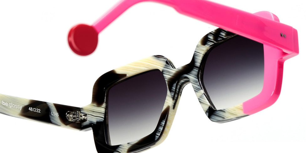 Sabine Be® Be Glossy Sun SB Be Glossy Sun 759 48 - Shiny Black Horn / Shiny Neon Pink Sunglasses