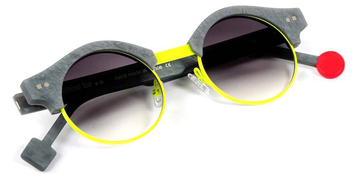 Sabine Be® Be Master Round Sun SB Be Master Round Sun 546 45 - Matte Marbled Mouse Gray / Satin Neon Yellow Sunglasses