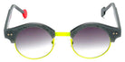 Sabine Be® Be Master Round Sun SB Be Master Round Sun 546 45 - Matte Marbled Mouse Gray / Satin Neon Yellow Sunglasses