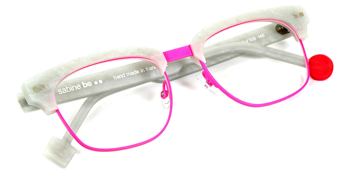 Sabine Be® Be Master Square SB Be Master Square 555 52 - Matte Marbled Silver Gray / Satin Neon Pink Eyeglasses