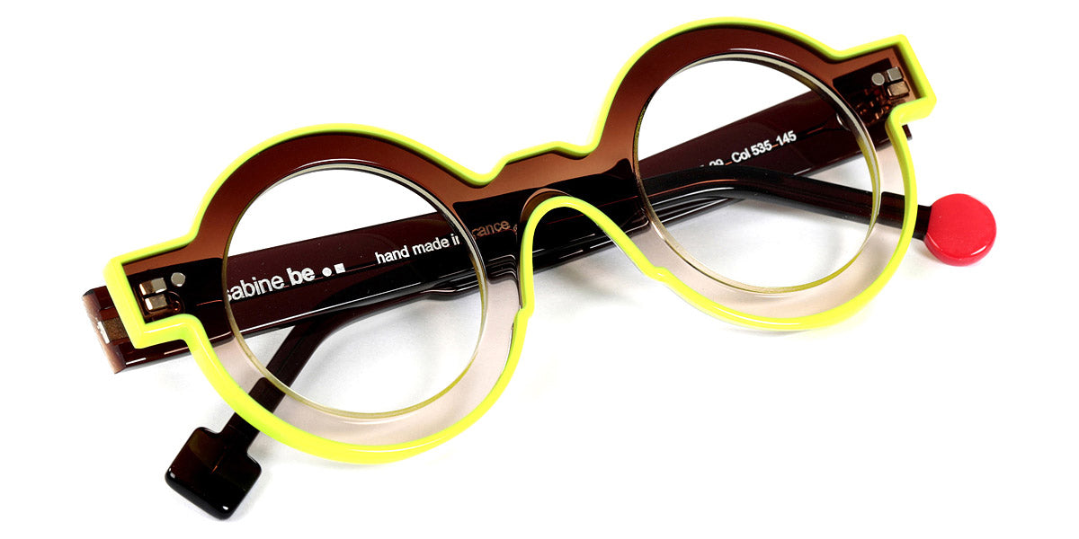 Sabine Be® Be Pop Line SB Be Pop Line 535 41 - Shiny Gradient Brown / Shiny Neon Yellow Eyeglasses